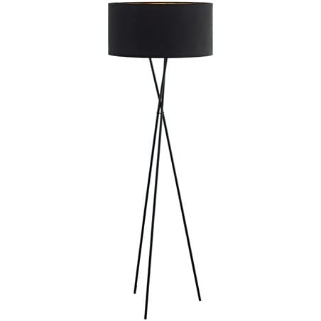Fondachelli nowoczesna czarna lampa podłogowa abażur wewnątrz miedziany metalowy trójnóg do salonu sypialni