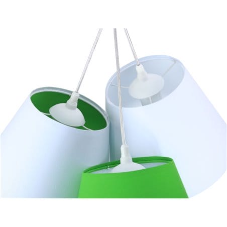 Lampa wisząca Xenia 3 tekstylne abażury biały zielony