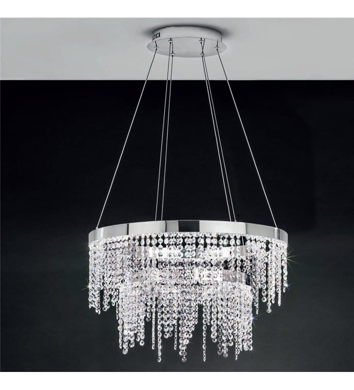 Kryształowa lampa wisząca Antelao LED obręcze z drobnymi kryształami do salonu jadalni sypialni