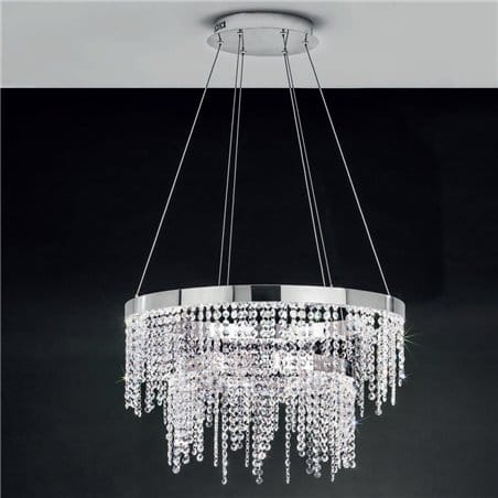 Kryształowa lampa wisząca Antelao LED obręcze z drobnymi kryształami do salonu jadalni sypialni