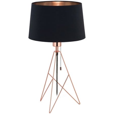 Lampa stołowa Camporale czarno miedziana na oryginalnej drucianej podstawie włącznik sznureczkowy przy kloszu- OD RĘKI