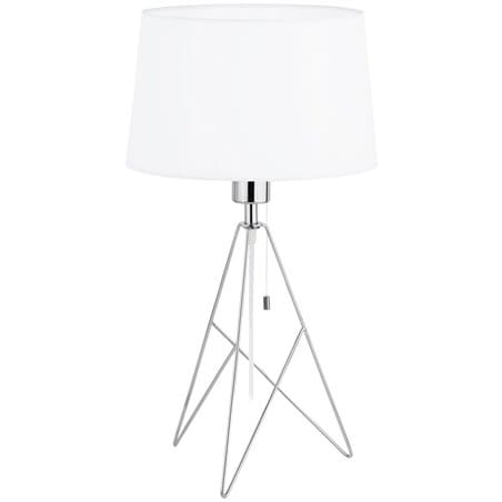 Camporale lampa stołowa na drucianej chromowanej podstawie z białym abażurem włącznik przy kloszu - OD RĘKI