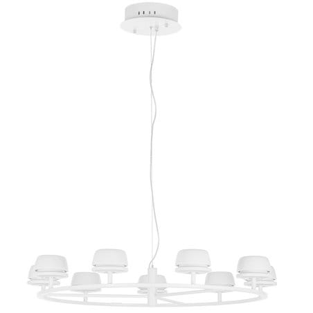 Wielopunktowy nowoczesny żyrandol pokojowy Miranda LED biały matowy obręcz z 9 kloszami