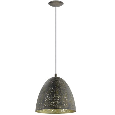 Safi metalowa brązowa lampa wisząca ze złotym środkiem klosz kopuła z otworami rozproszenie światła