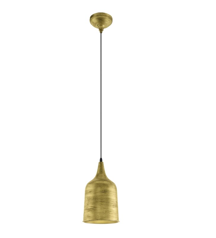 Lampa wisząca Ceuta w kolorze antycznego złota klosz metalowy wysoki styl vintage