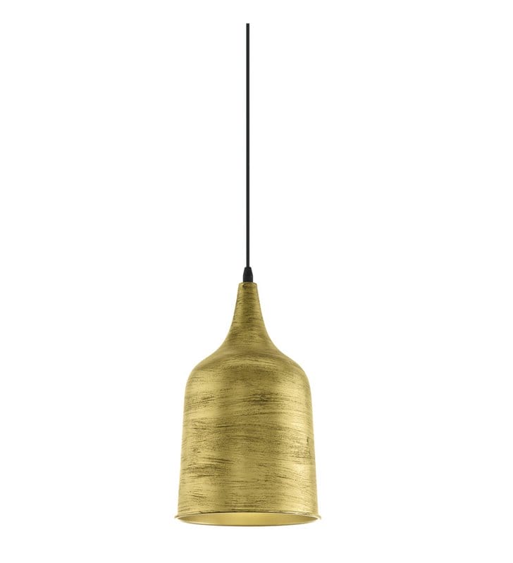 Lampa wisząca Ceuta w kolorze antycznego złota klosz metalowy wysoki styl vintage