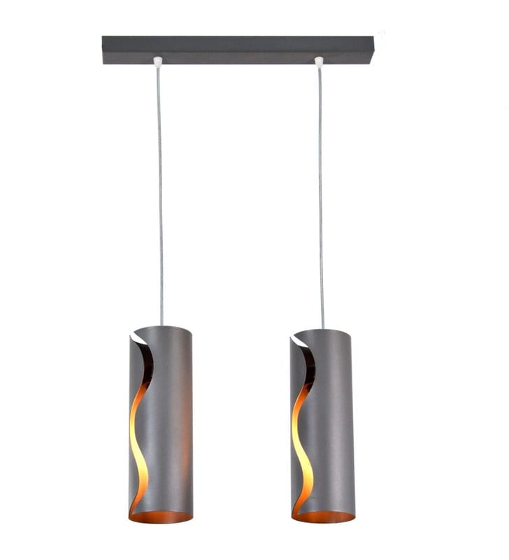 Szara nowoczesna lampa wisząca Burn Gray 2 zwisowa metalowa - DOSTĘPNA OD RĘKI