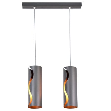 Szara nowoczesna lampa wisząca Burn Gray 2 zwisowa metalowa - DOSTĘPNA OD RĘKI