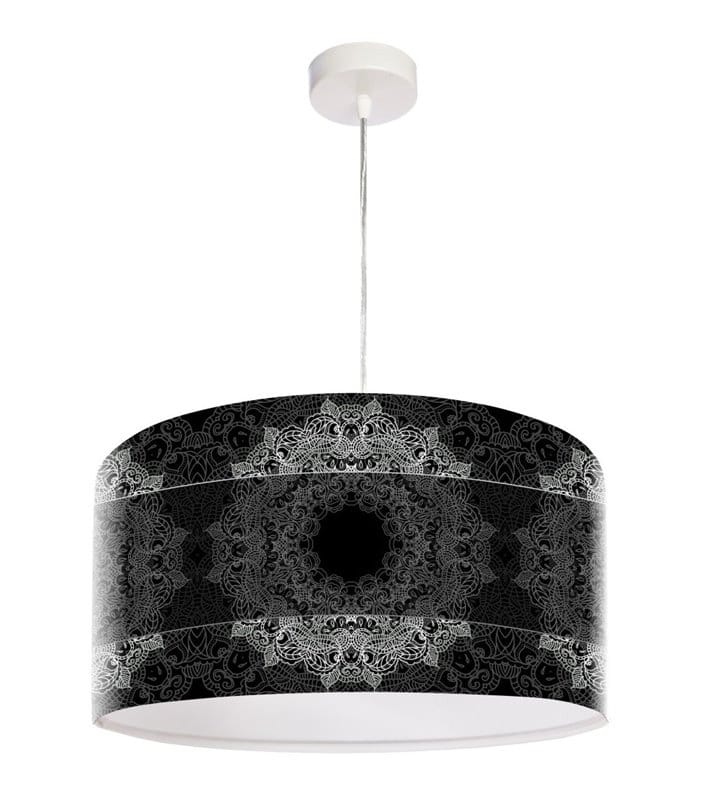 Pokojowa lampa wisząca Mandala Elegancji czarna z dekorem