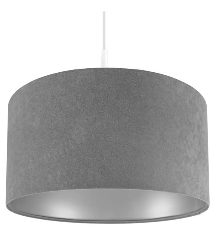 Kamelia Srebrna szara lampa wisząca wewnątrz srebrna abażur welurowy do jadalni kuchni nad stół do salonu sypialni