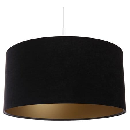 Lampa wisząca Gloria Złota abażur czarny welur złoty środek średnica 50cm do sypialni salonu jadalni nad stół
