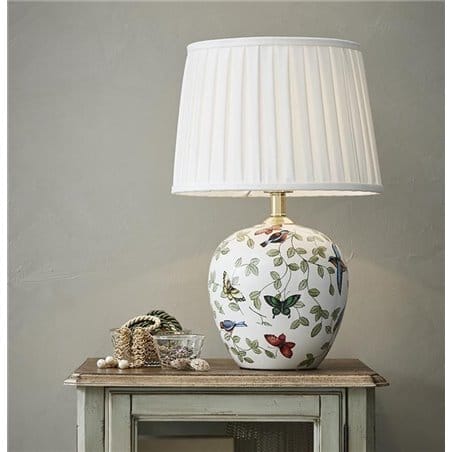 Mansion lampa stołowa z ozdobną dekoracyjną ceramiczną podstawą motyle ptaki