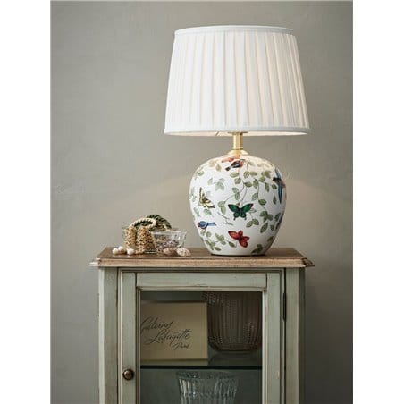 Mansion lampa stołowa z ozdobną dekoracyjną ceramiczną podstawą motyle ptaki