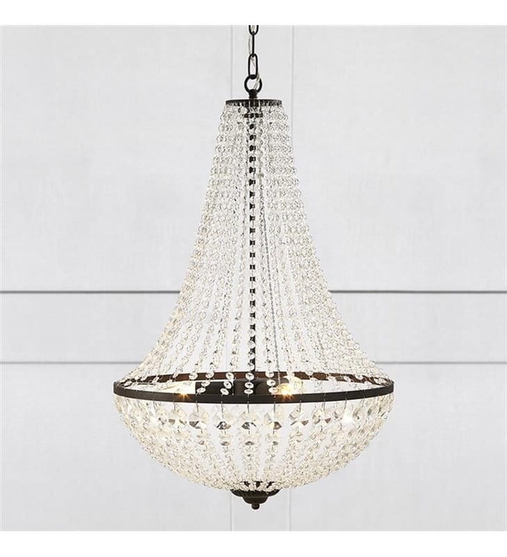 50cm żyrandol lampa wisząca Granso czarny transparentne kryształki do salonu jadalni nad stół sypialni