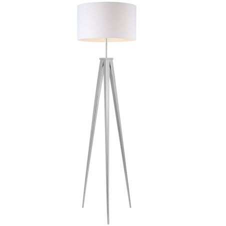 Lampa podłogowa Sintra biały abażur chromowany trójnóg styl nowoczesny