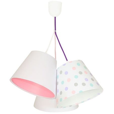 Kolorowa wisząca lampa dziecięca Pastelowe Grochy 3 abażury z tkaniny