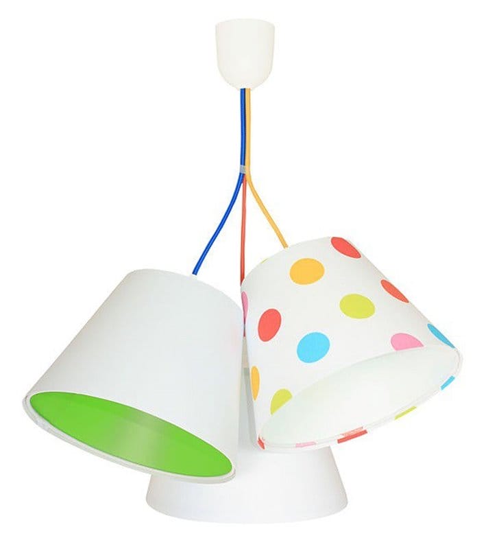 Kolorowa dziecięca lampa wisząca Kolorowe Grochy z 3 abażurami dla chłopca i dziewczynki