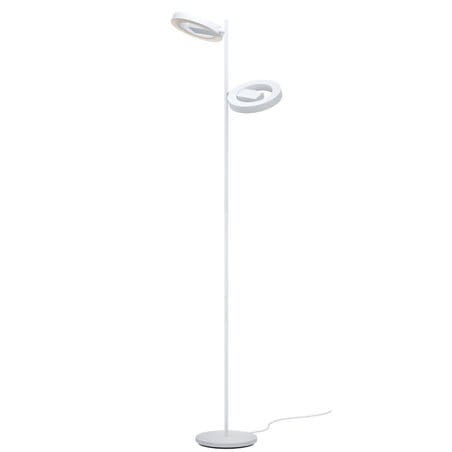 Lampa podłogowa Alvendre LED chromowana podstawa z 2 białymi kloszami do pokoju dziennego sypialni ściemniacz dotykowy