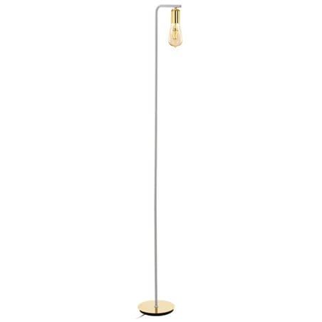 Nowoczesna minimalistyczna lampa podłogowa Adri2 biała wykończona w złocie do salonu holu sypialni włącznik nożny - OD RĘKI