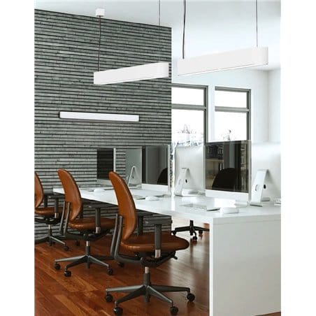 Lampa wisząca Soft White LED 90 biała podłużna do biura kuchni jadalni salonu nad stół wyspę kuchenną