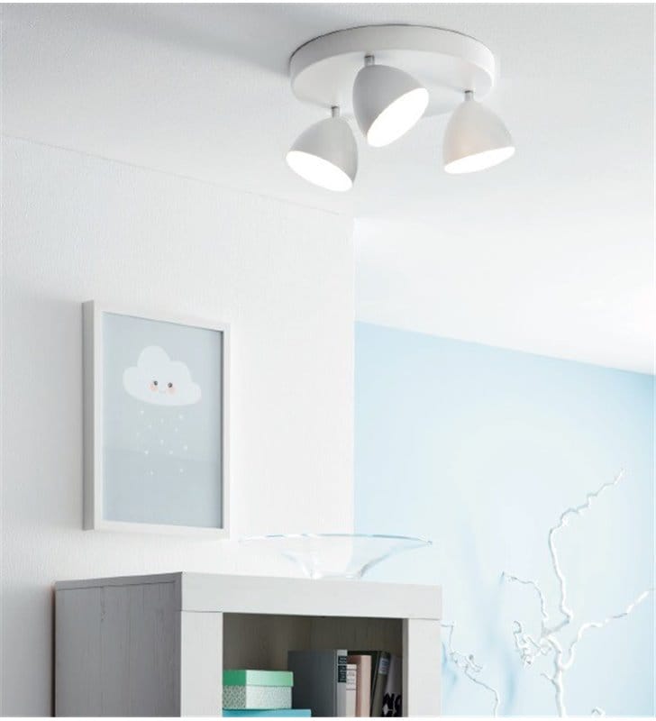 Okrągła biała lampa sufitowa Calvos LED chromowane detale