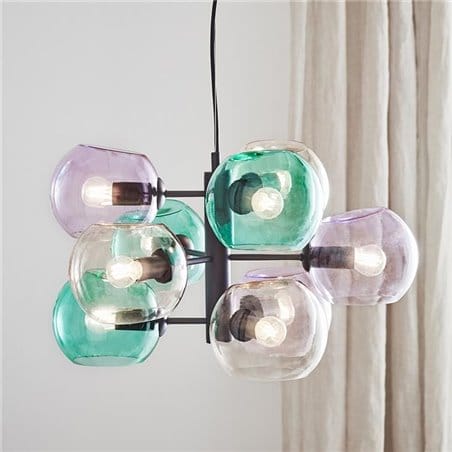 Designerski żyrandol lampa wisząca wielopunktowa ze szklanymi kolorowymi kloszami Soap