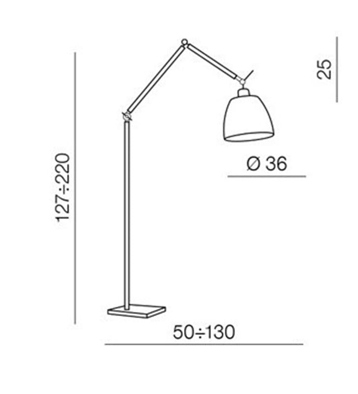 Wysoka nowoczesna lampa stojąca Zyta duży zakres regulacji czarny abażur aluminiowa podstawa z chromowanymi elementami