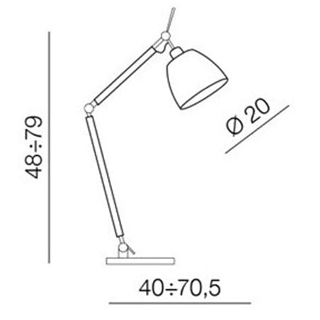 Wysoka nowoczesna szara lampa stołowa Zyta z łamanym ramieniem szary abażur z materiału