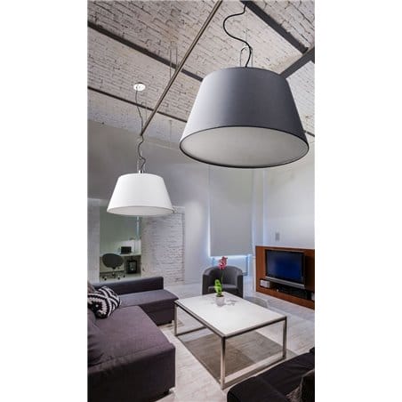 Szara tekstylna lampa wisząca Alicante żarówki zasłonięte do salonu sypialni jadalni średnica 50cm