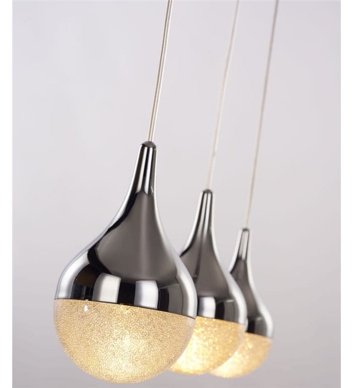 3 zwisowa lampa Cecilia nowoczesna oryginalne dekoracyjne klosze w połowie metalowe w połowie akrylowe w kształcie kropli