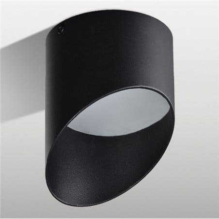 Czarna asymetryczna lampa sufitowa typu downlight Momo LED 11,5cm średnicy