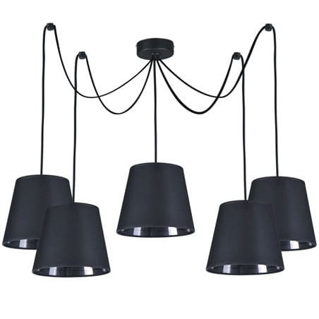 Czarna nowoczesna lampa wisząca Libero Black 5 płomienna mała podsufitka np. nad stół do jadalni - OD RĘKI