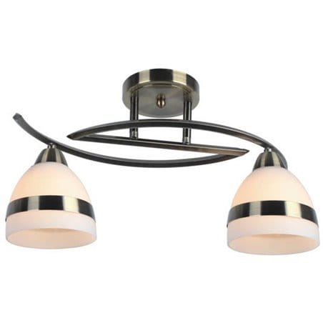 Lampa sufitowa Colar kolor patyna styl nowoczesny 2 szklane klosze z metalowymi opaskami np. na przedpokój do sypialni