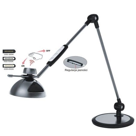 Lampka biurkowa Morino srebrna nowoczesna włącznik dotykowy regulacja jasności barwa światła od ciepłej do zimnej - OD RĘKI