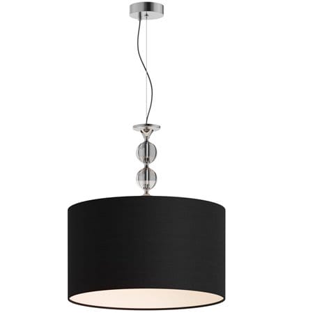 Lampa wisząca Rea czarny abażur 50cm ozdobne szklane zawieszenie z kulami do salonu sypialni jadalni nad stół