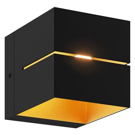 Czarny nowoczesny kinkiet w kształcie kostki z otworem Transfer