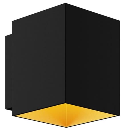 Czarno złoty kinkiet Sola Square do wnętrz w stylu minimalistycznym technicznym nowoczesnym