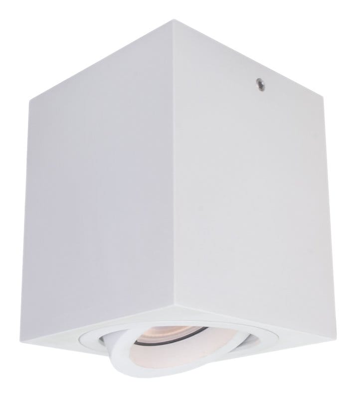 Ruchoma kwadratowa lampa sufitowa Emilio downlight biała szerokość 8cm wysokość 9,5cm