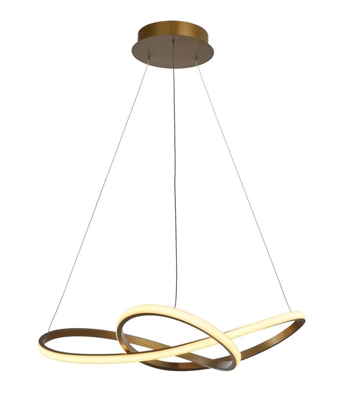 Złota nowoczesna LEDowa lampa wisząca Vita duża zawijany klosz do jadalni salonu sypialni kuchni