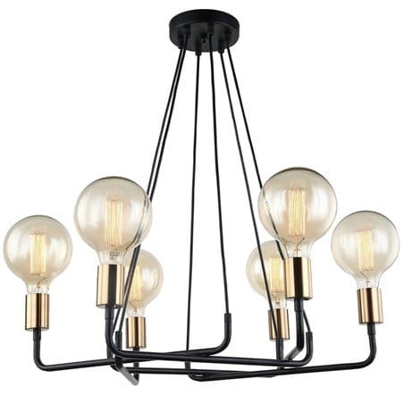 Żyrandol lampa wisząca Betty czarny nowoczesny do dekoracyjnych żarówek bez kloszy