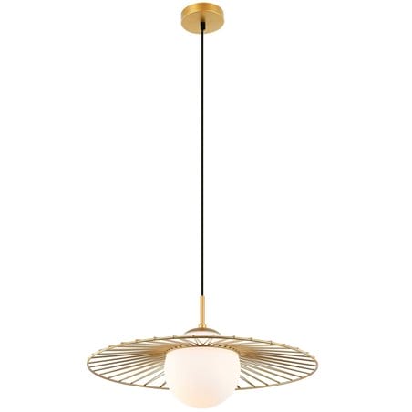 Lampa wisząca Sally w kolorze złotym połączenie metalu ze szkłem do salonu sypialni jadalni kuchni