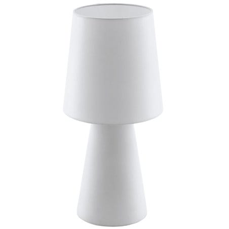 Biała lampa stołowa z materiału z podświetlaną podstawą i abażurem wysokość 47cm Carpara
