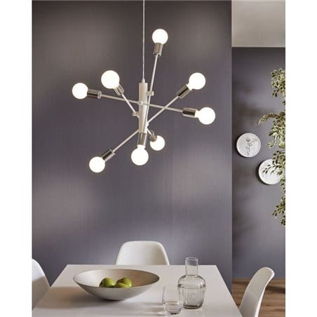 Biała nowoczesna lampa wisząca Gradoli 8 punktowa do salonu sypialni kuchni jadalni loft