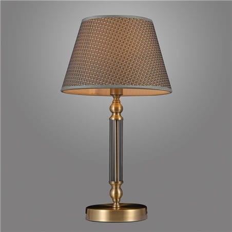 Klasyczna elegancka lampa stołowa Zanobi brąz antyczny szary abażur do salonu sypialni jadalni na komodę stolik nocny