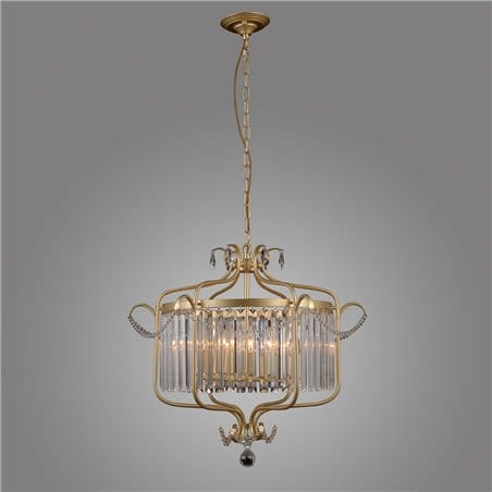 Klasyczna złota lampa wisząca z kryształami Rinaldo średnica 66cm do salonu jadalni sypialni