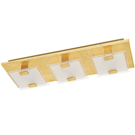 Prostokątny plafon Vicaro1 LED złoty 3 punkty świetlne ciepła barwa światła moduł LED wymienny