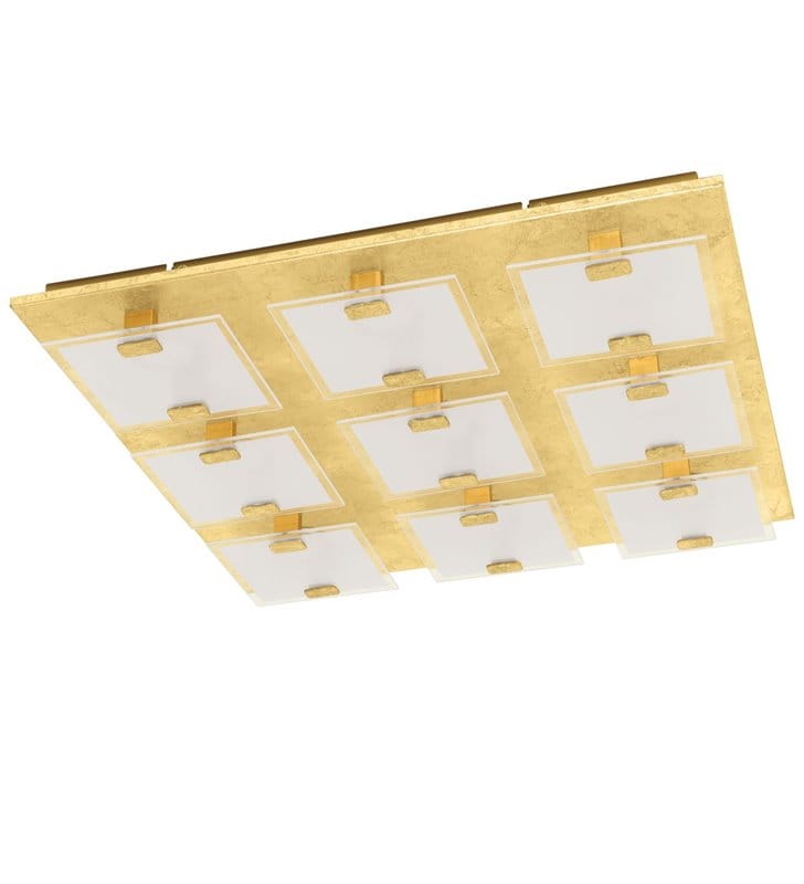 Złoty nowoczesny kwadratowy plafon na ścianę lub sufit Vicaro1 47cm 3000K do salonu sypialni na przedpokój