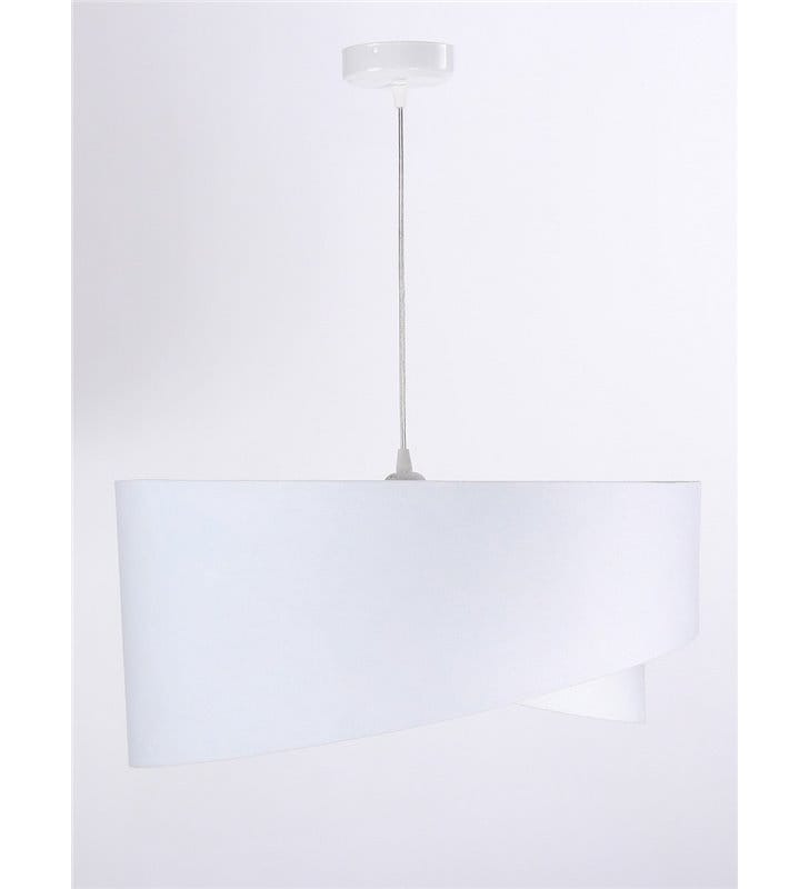Lampa wisząca Lizbona biała z weluru kolorowy środek średnica 50cm asymetria