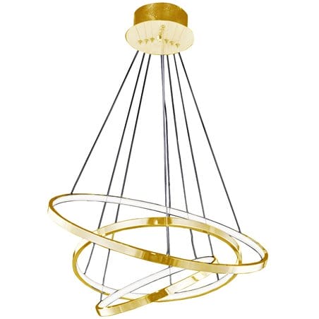 3 obręczowa nowoczesna LEDowa lampa wisząca Wheel złota możliwość ściemniania