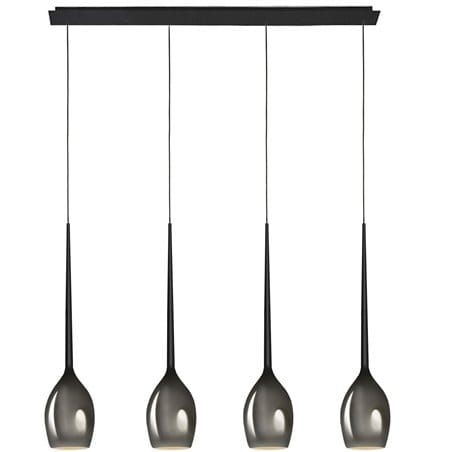 4 zwisowa szklana nowoczesna lampa Izza czarny korpus dymione klosze do jadalni kuchni salonu